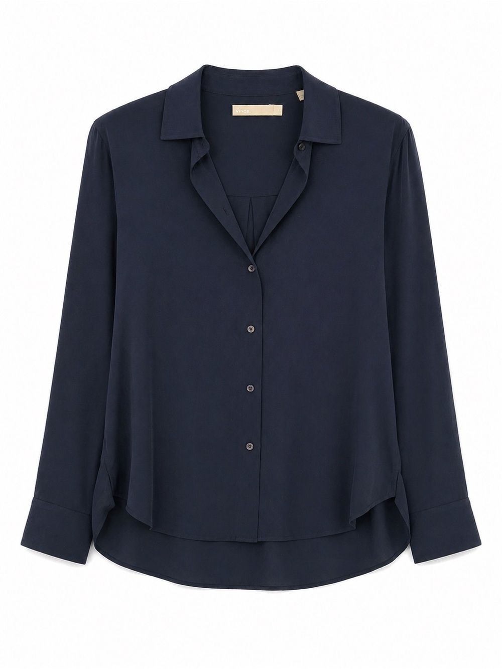 Vince Navy Button-Down Silk Blouse